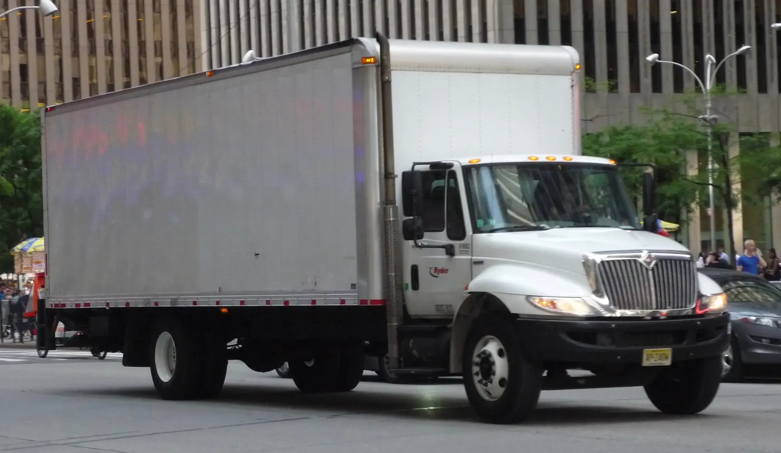 A box truck with an enclosed cargo body